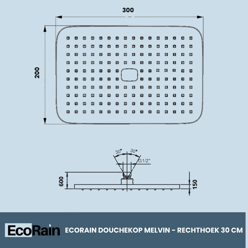 Regendoucheset Melvin 30 cm - Chroom
