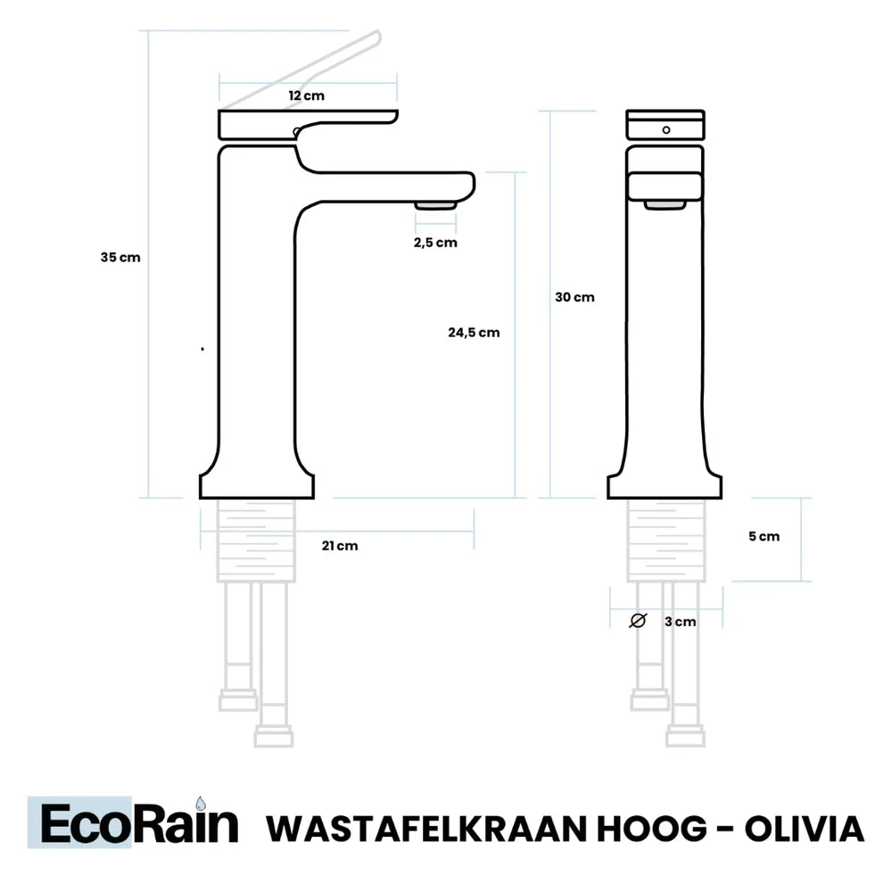 Wastafelkraan hoog Olivia - Gun Metal
