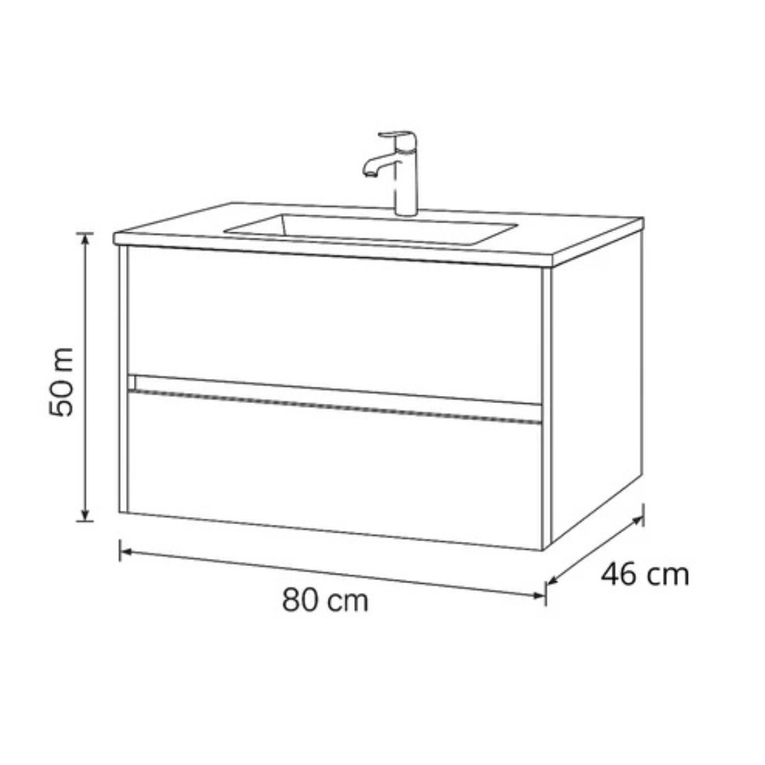 Down Town Wastafelmeubel 80 cm - Eiken