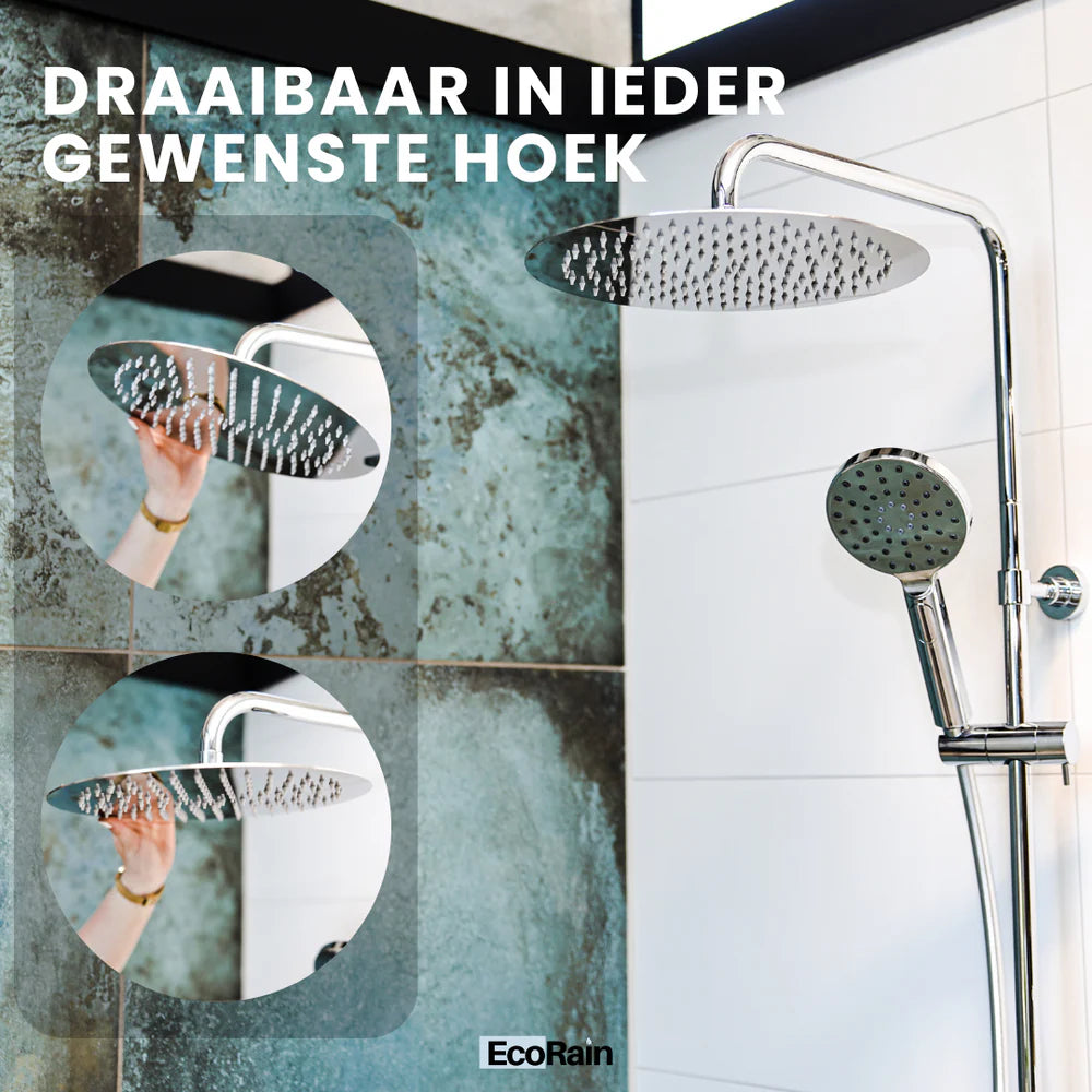 Vierkante RVS Regendouche met slang Tyler 30 cm - Chroom