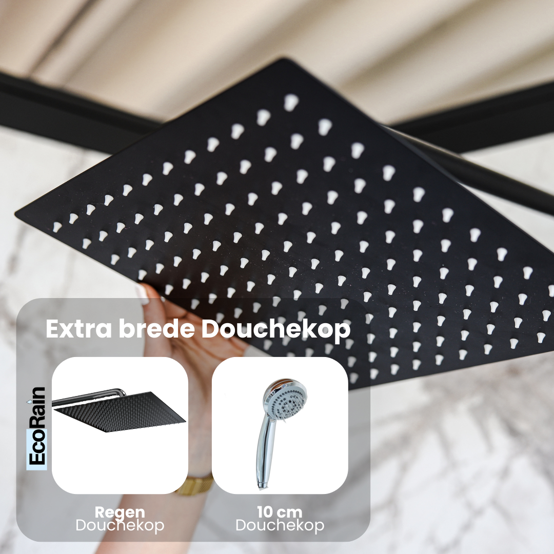 Ronde Hoofddouche met douchearm Tyler 20 cm - Zwart