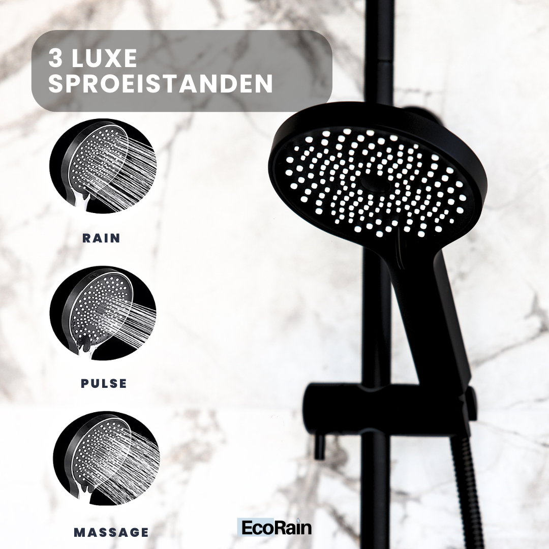 3 luxe sproeistanden zwarte handdouche