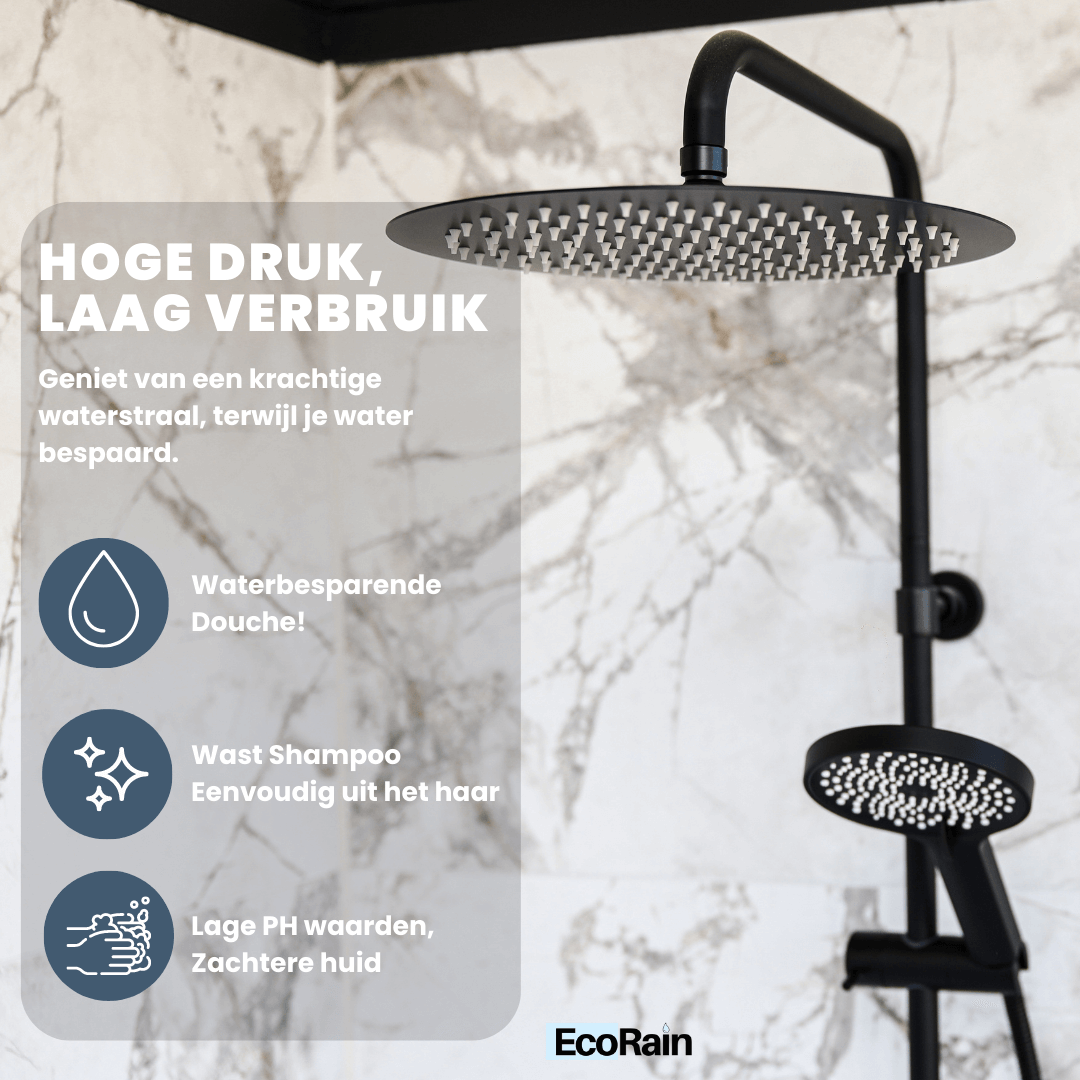 Ronde RVS Regendouchekop Tyler 30 cm - Zwart