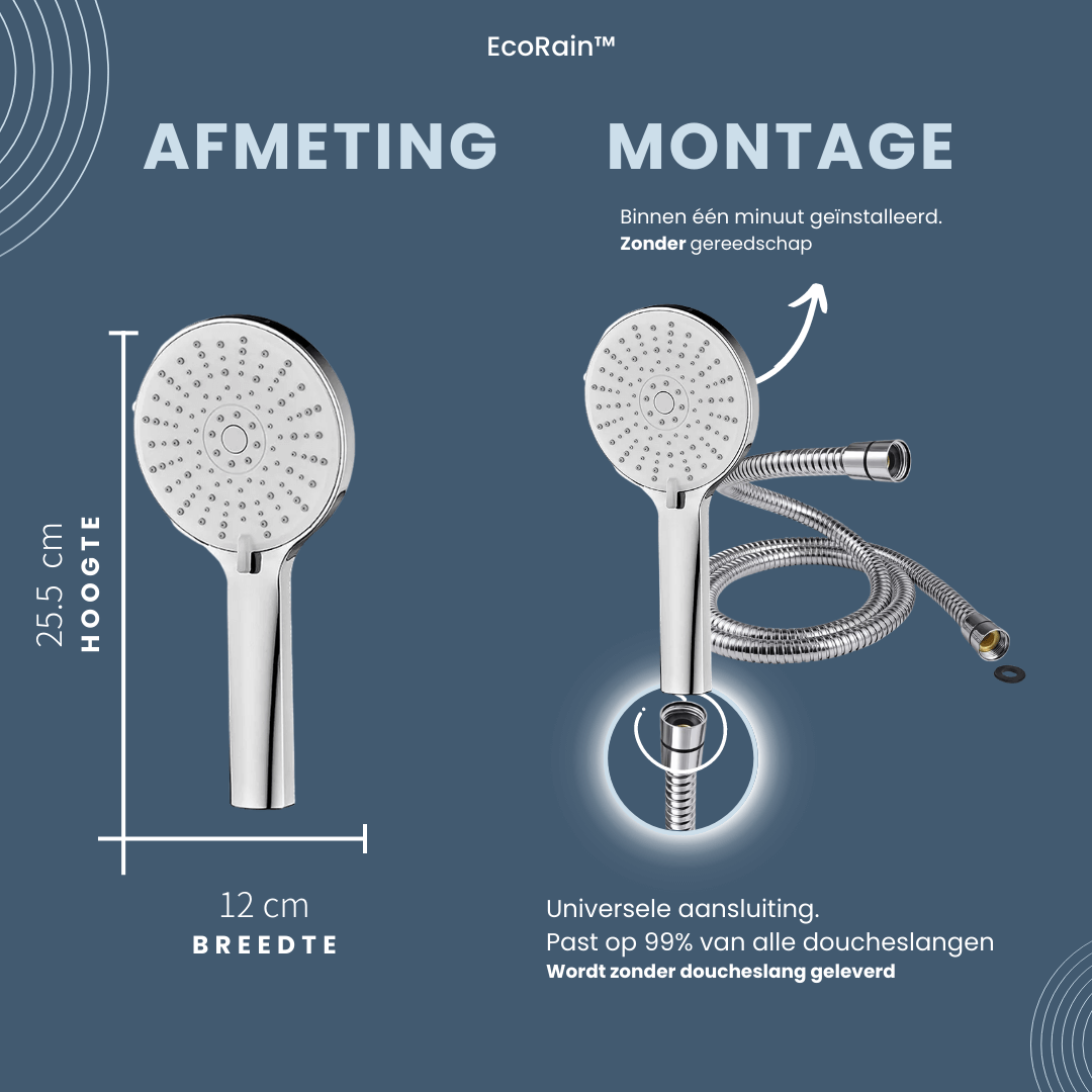 Waterbesparende Douchekop Mark 12 cm - Zwart