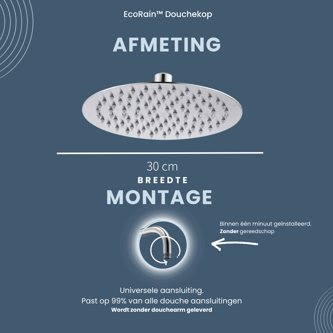 Ronde RVS Regendouchekop Tyler 30 cm - Chroom