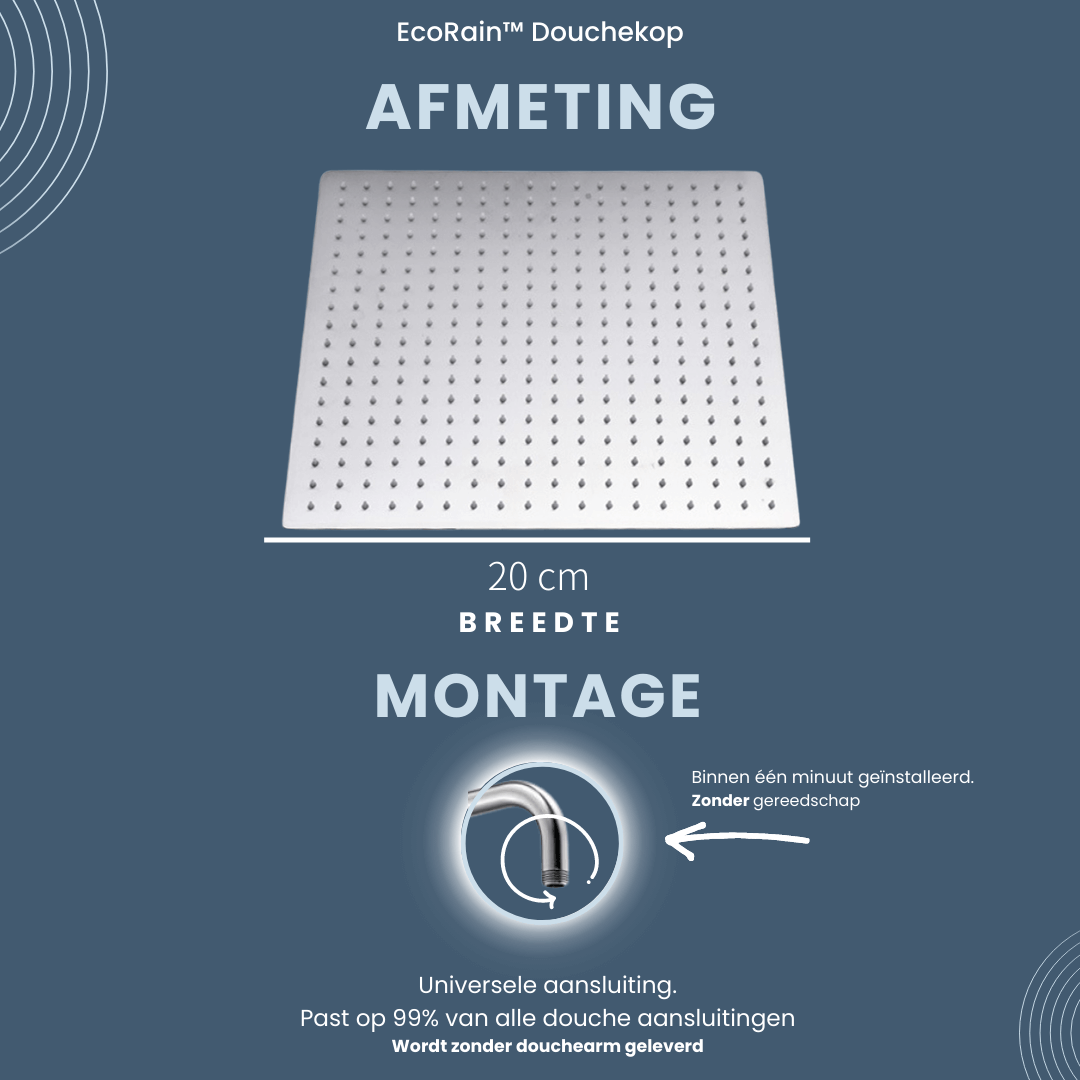 Vierkante RVS Regendouchekop Tyler 20 cm - Chroom