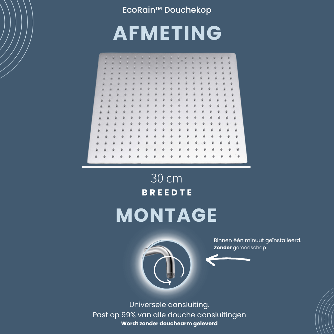 Vierkante RVS Regendouchekop Tyler 30 cm - Chroom
