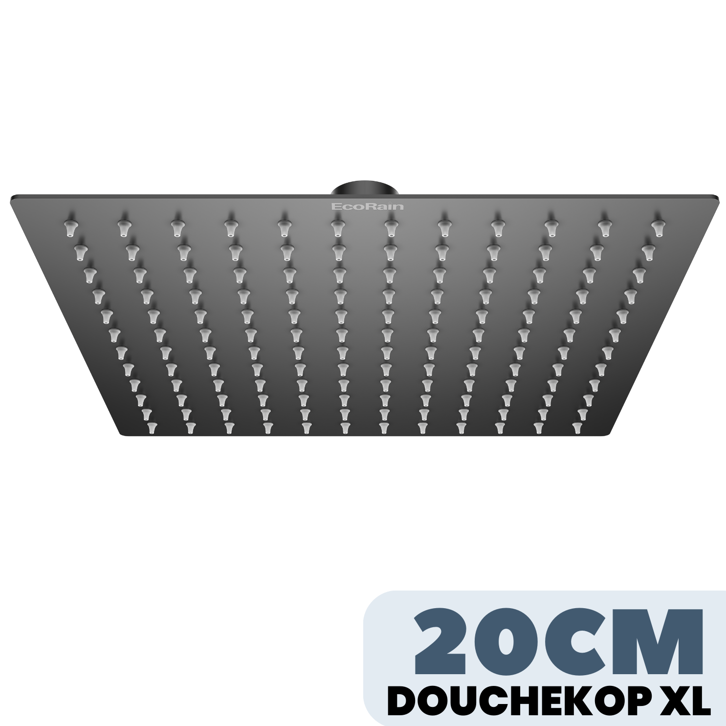 Vierkante RVS Regendouche met douchearm Tyler 20 cm - Zwart