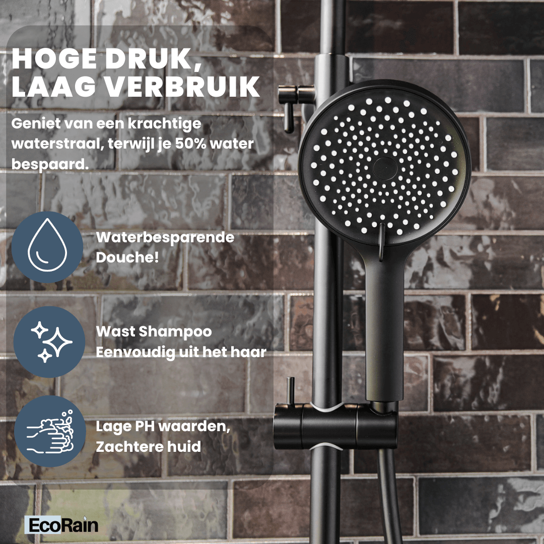 Waterbesparende Douchekop Charly 13 cm - Zwart