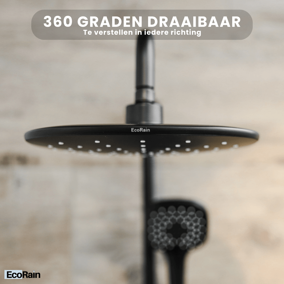 Regendoucheset Kay 25 CM met Thermostaatkraan - Zwart