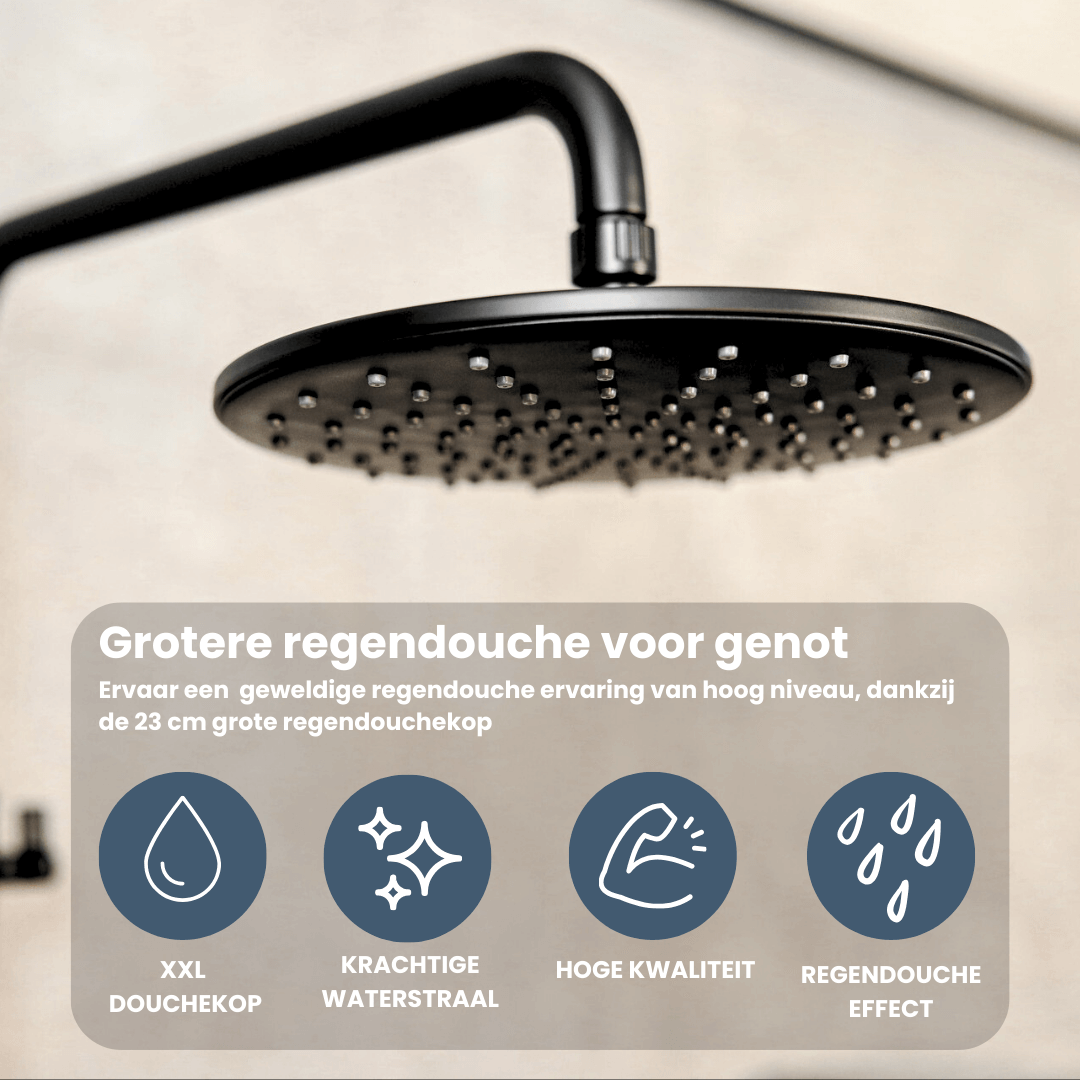 Ronde Regendouchekop Glenn 23 cm - Zwart