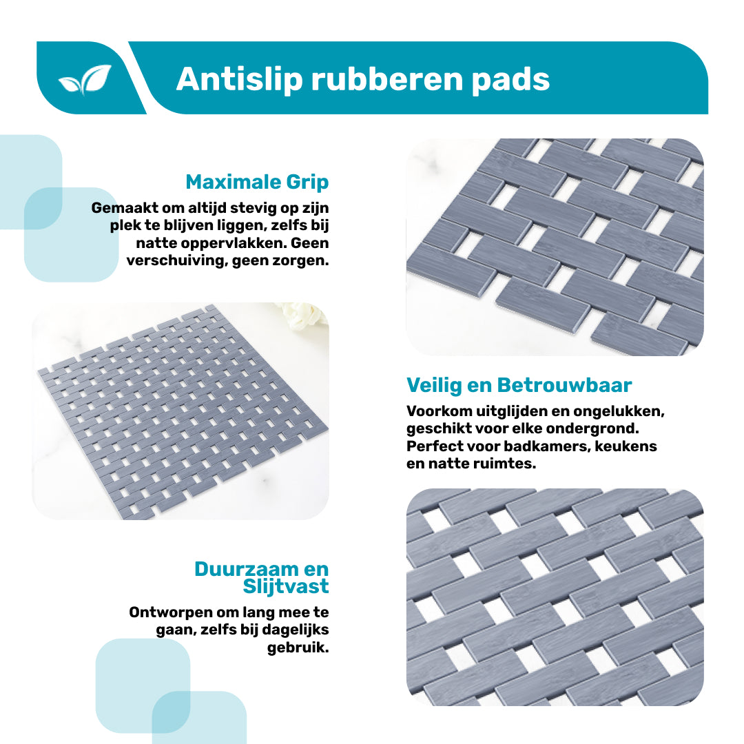 DRESTA Bamboe Badmat Grijs 45 x 45 cm