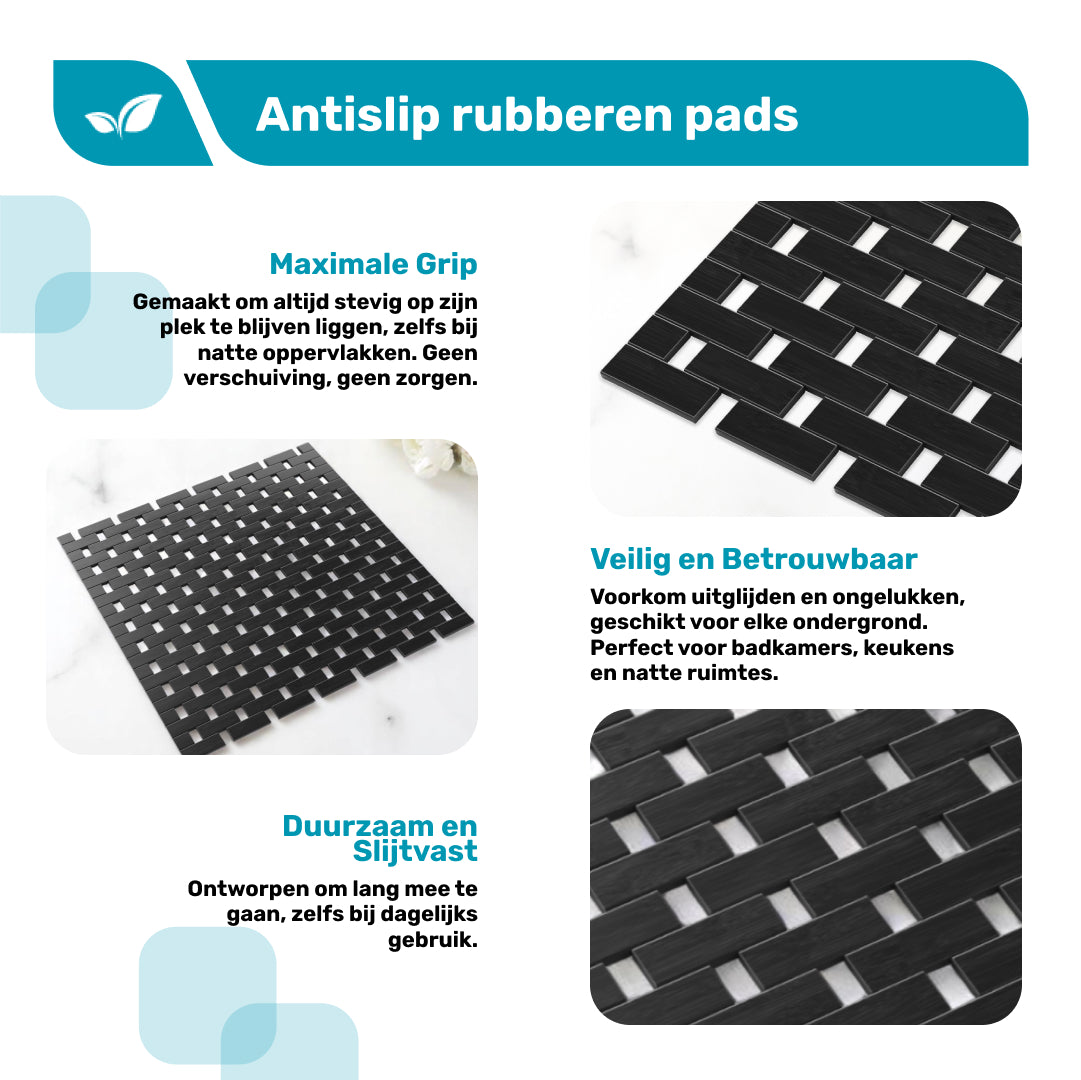DRESTA Bamboe Badmat Zwart 45 x 45 cm - Zwart