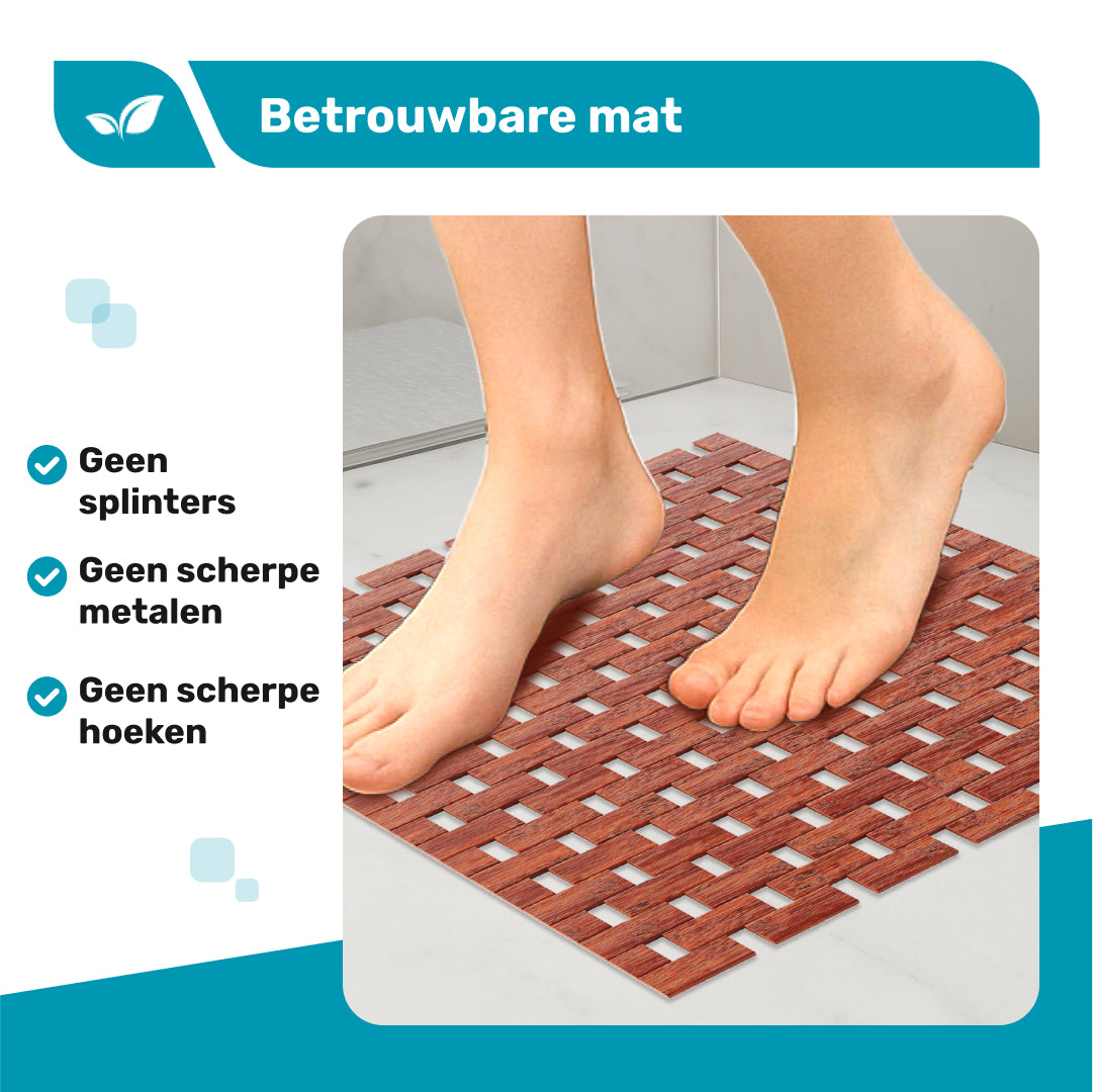 DRESTA Bamboe Badmat Donkerbruin 45 x 45 cm