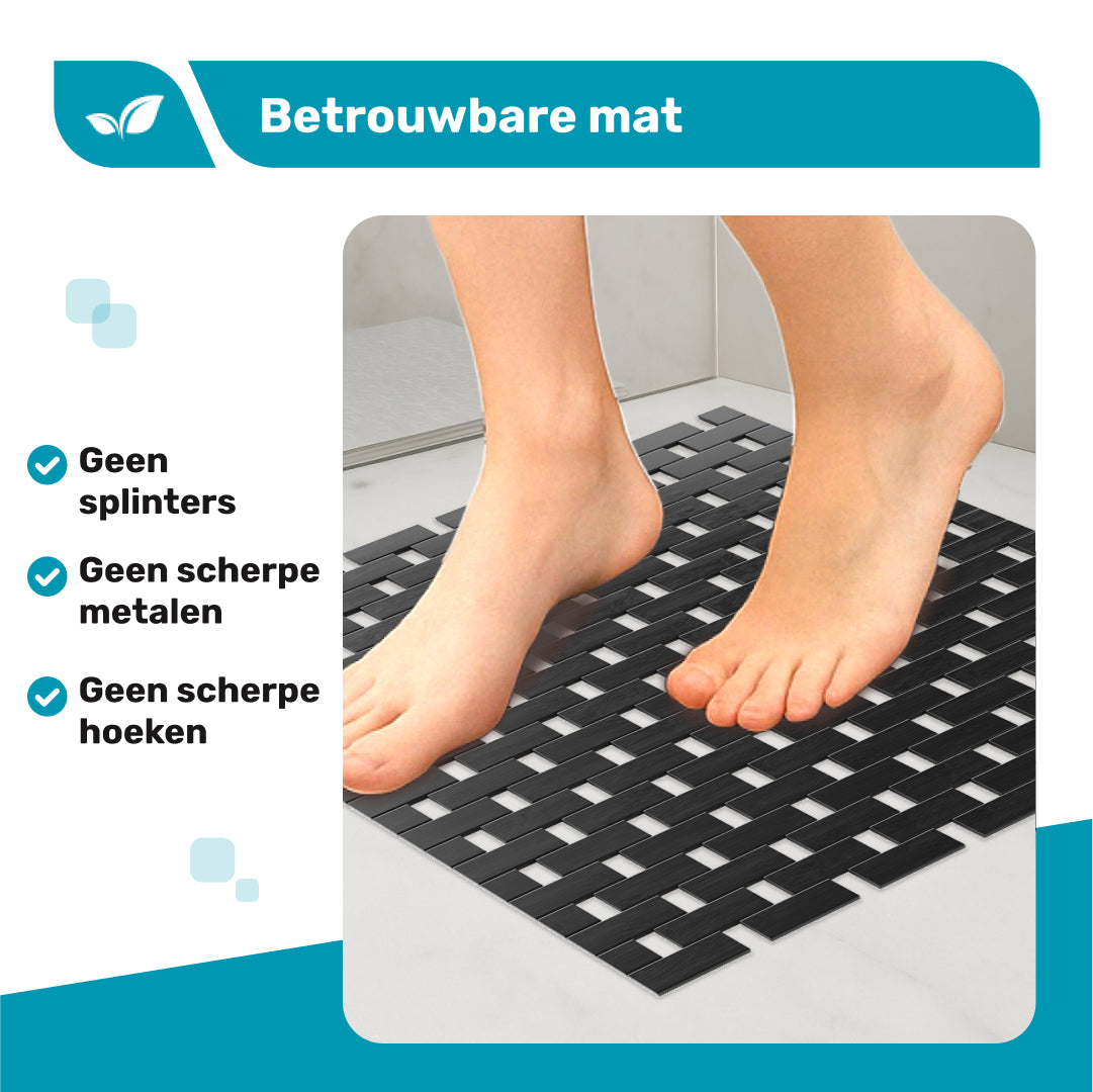 DRESTA Bamboe Badmat Zwart 45 x 45 cm - Zwart