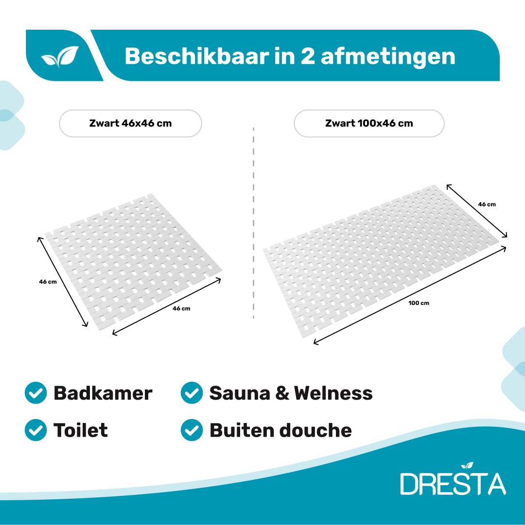 DRESTA Bamboe Badmat Wit 40 x 100 cm