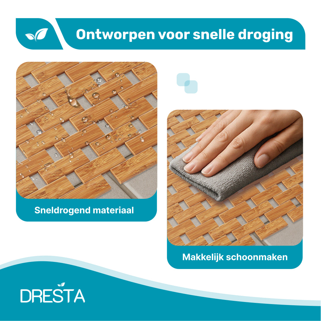 DRESTA Bamboe Badmat Bruin 45 x 45 cm