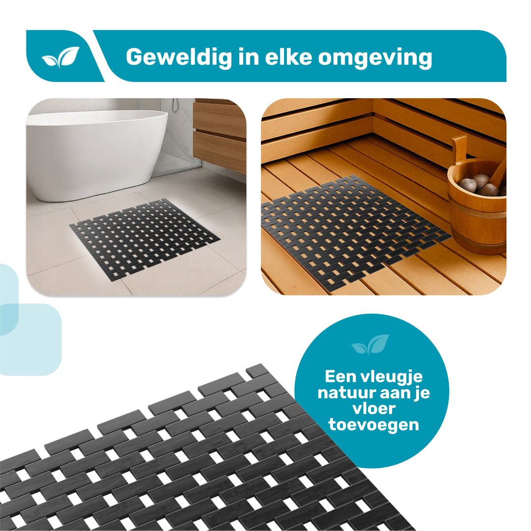 DRESTA Bamboe Badmat Zwart 45 x 45 cm - Zwart