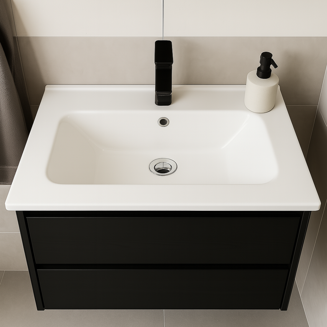 Monaco Wastafelmeubelset met Spiegel 80 cm - Zwart