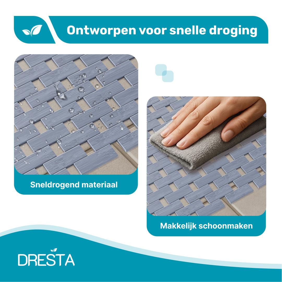 DRESTA Bamboe Badmat Grijs 40 x 100 cm