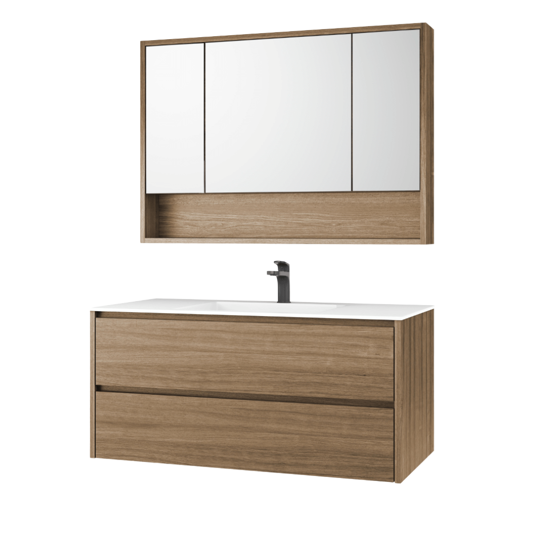 Down Town Wastafelmeubelset met Spiegel 100 cm - Eiken
