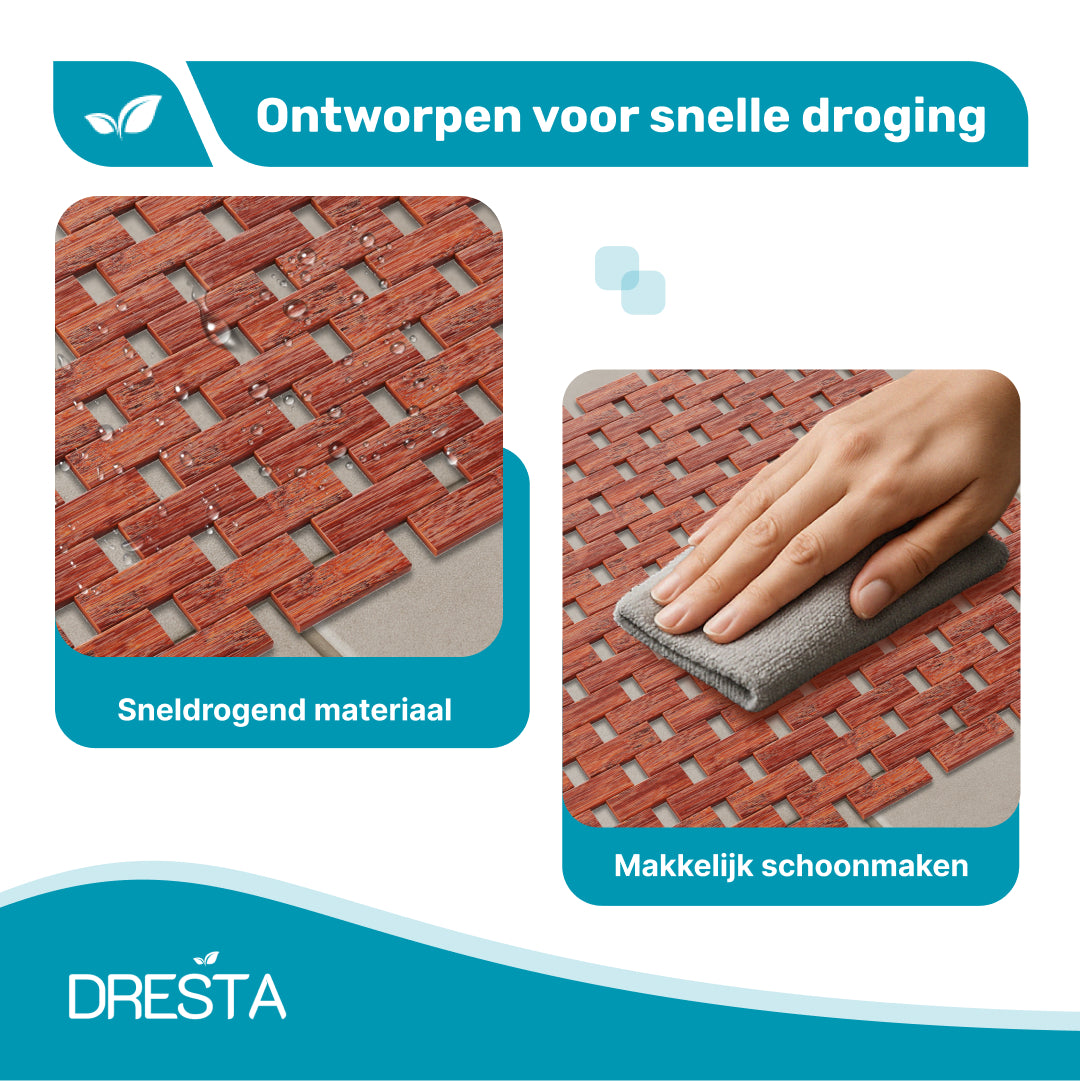 DRESTA Bamboe Badmat Donkerbruin 40 x 100 cm