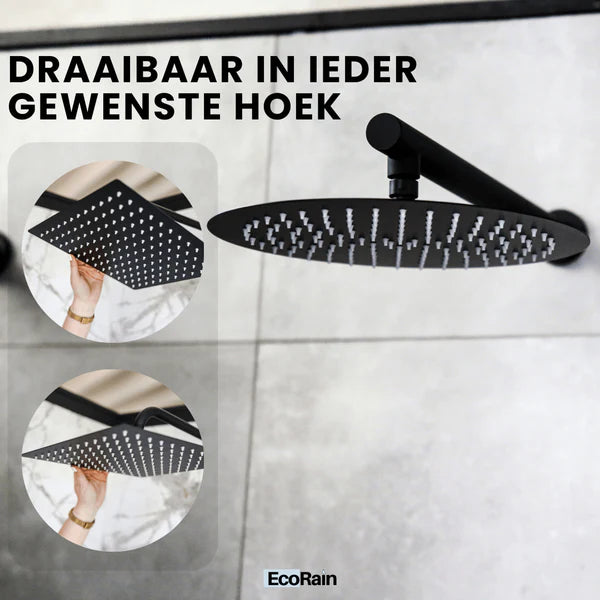 Regendoucheset Tyler 30 CM Vierkant Zonder Kraan - Zwart