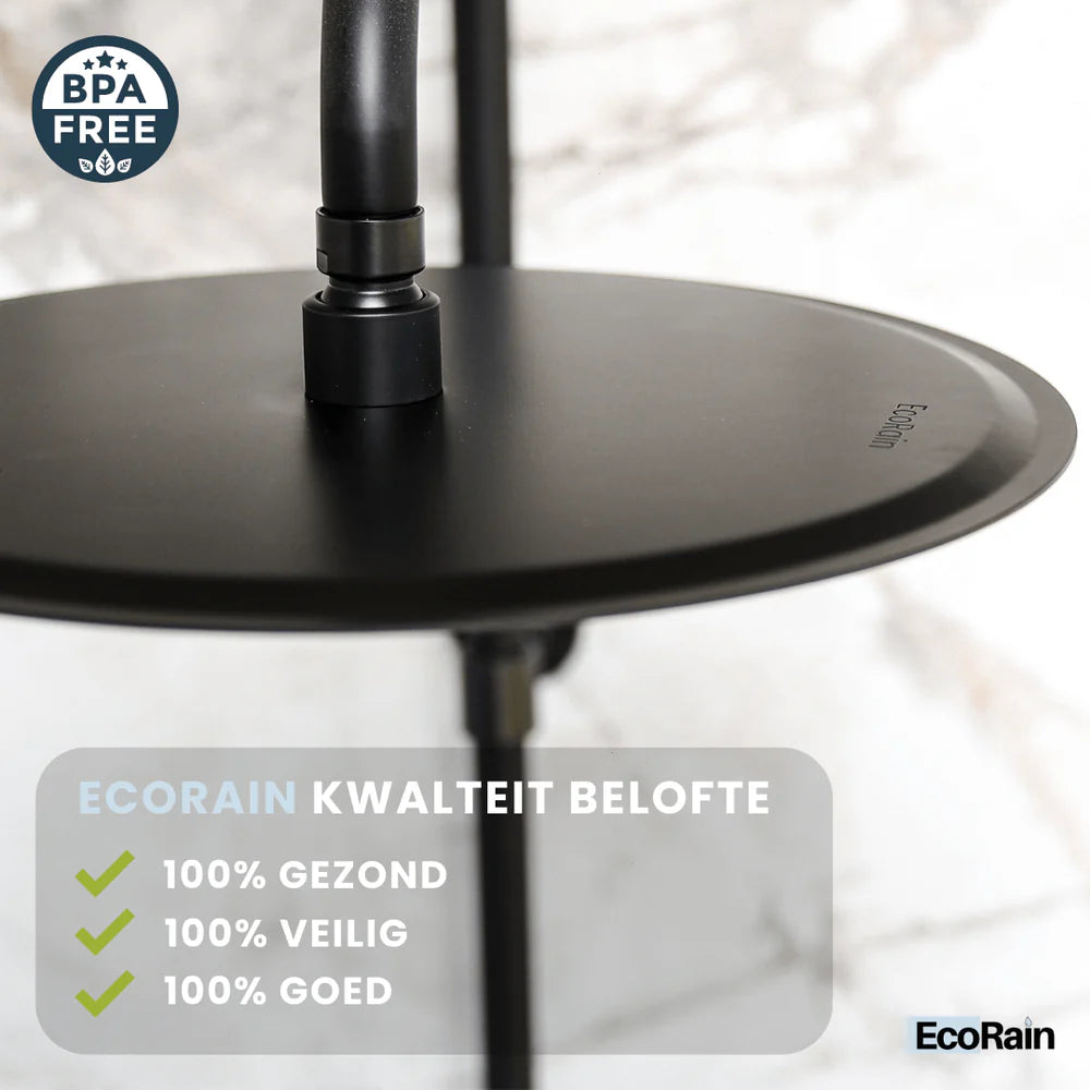 Ronde Regendouche met slang Tyler 20 cm - Zwart