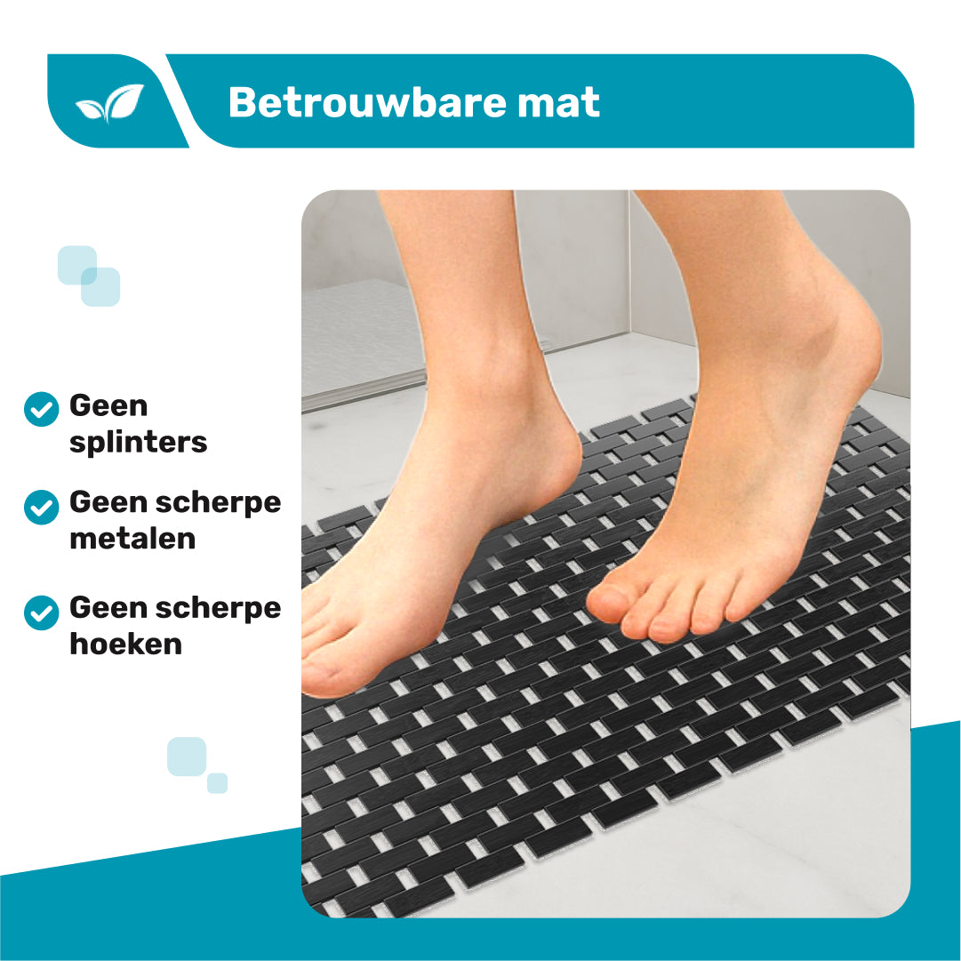 DRESTA Bamboe Badmat Zwart 40 x 100 cm