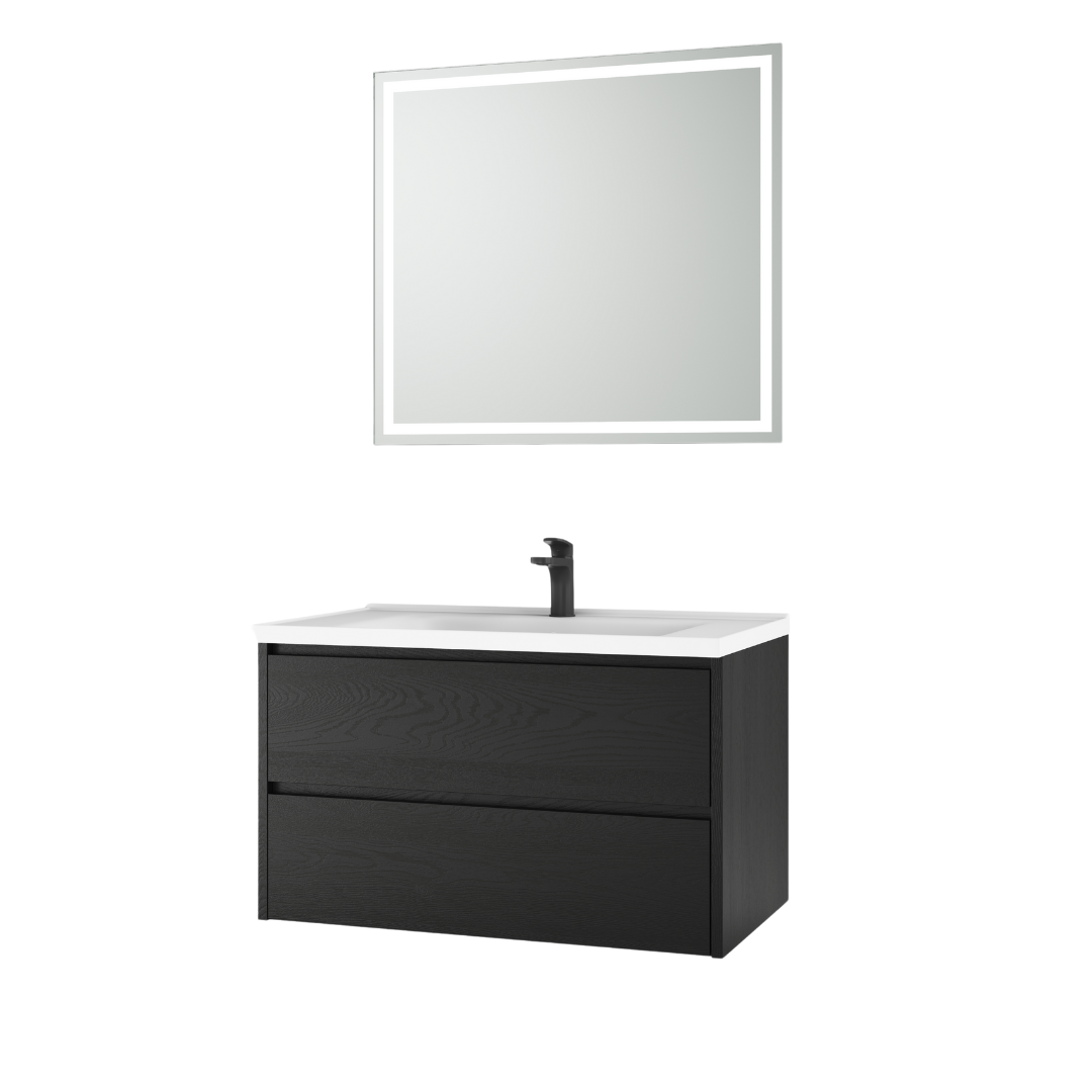 Monaco Wastafelmeubelset met Spiegel 80 cm - Zwart