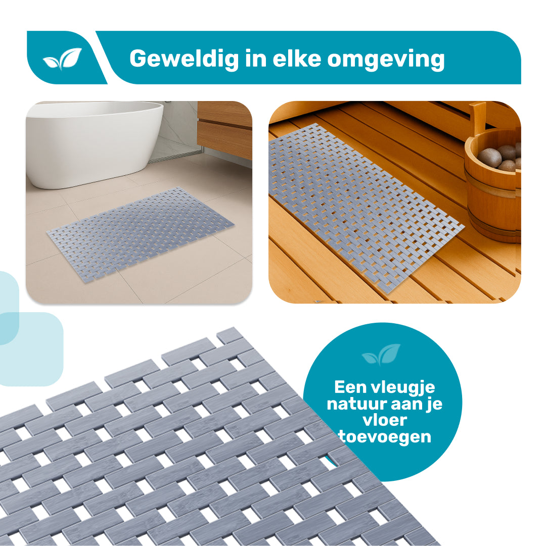DRESTA Bamboe Badmat Grijs 40 x 100 cm