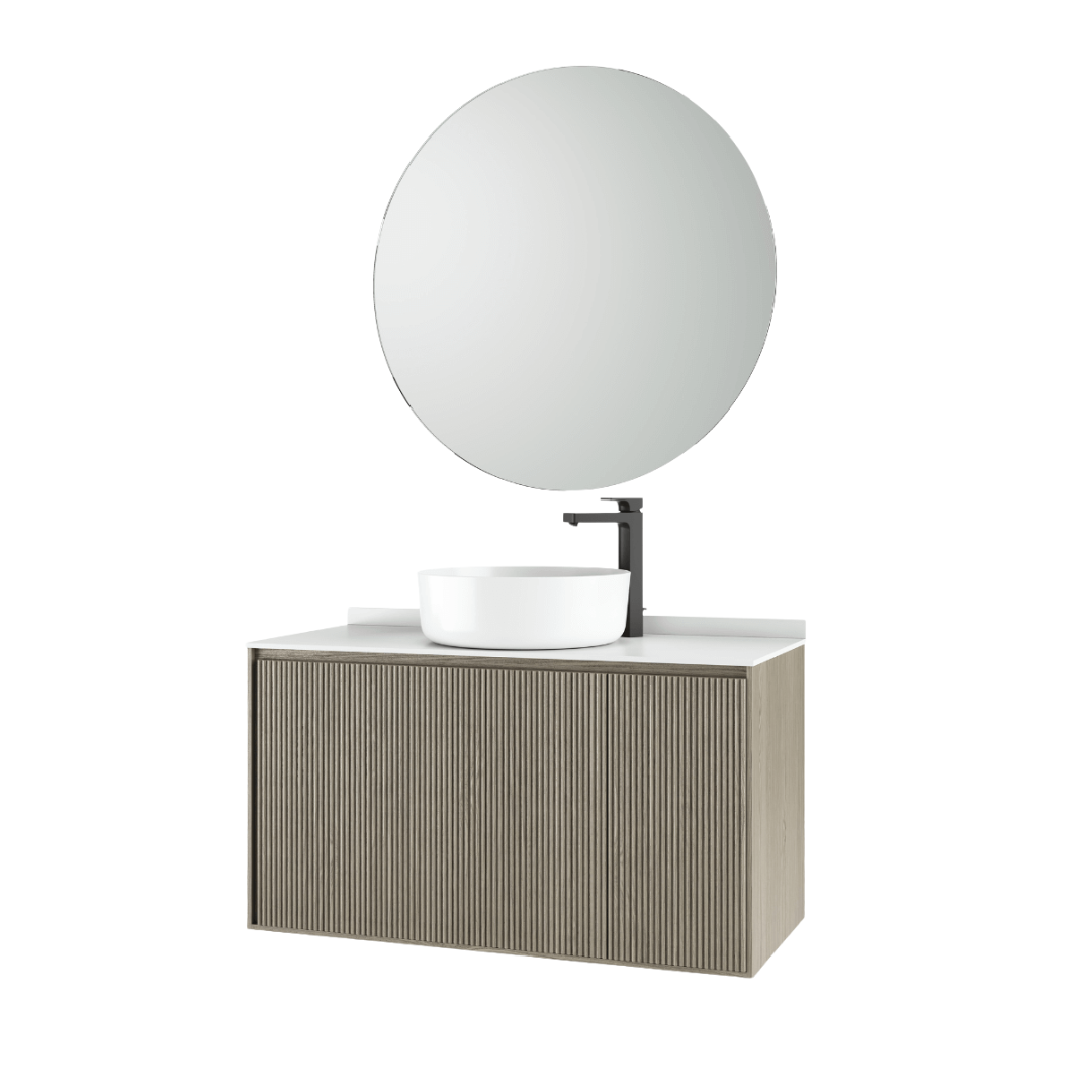 Soho Wastafelmeubelset met Spiegel 80 cm - Gegroefd Eiken