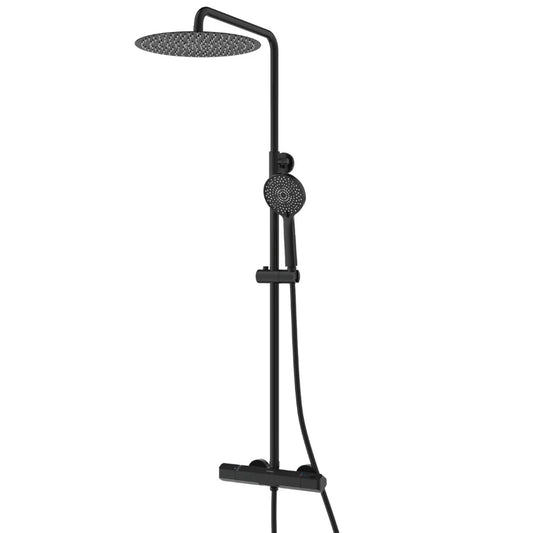 Regendoucheset Tyler 30 CM Rond met Thermostaatkraan - Zwart