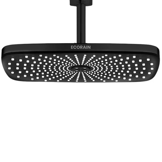 Plafond regendouche Melvin XL 30 cm zwart met plafondarm en regendouchekop