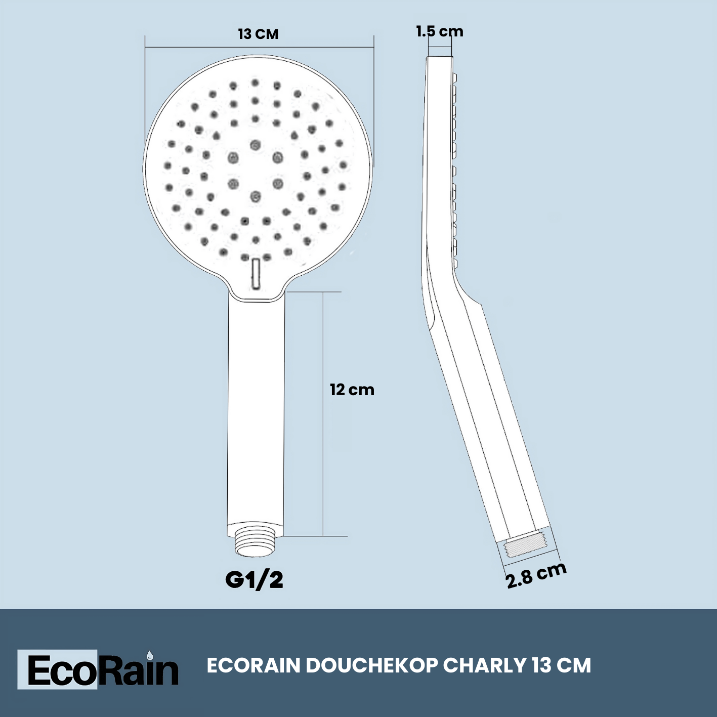 Waterbesparende Douchekop Charly 13 cm - Chroom