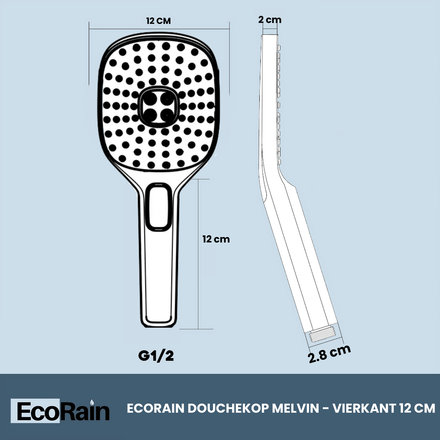Waterbesparende Douchekop Melvin 12 cm - Zwart