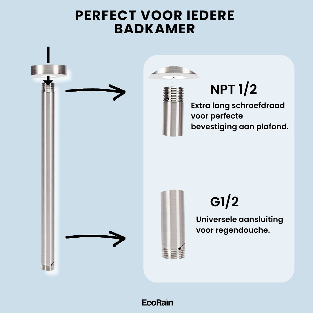 Hoofddouche Plafond Douchearm 20 cm - Zwart