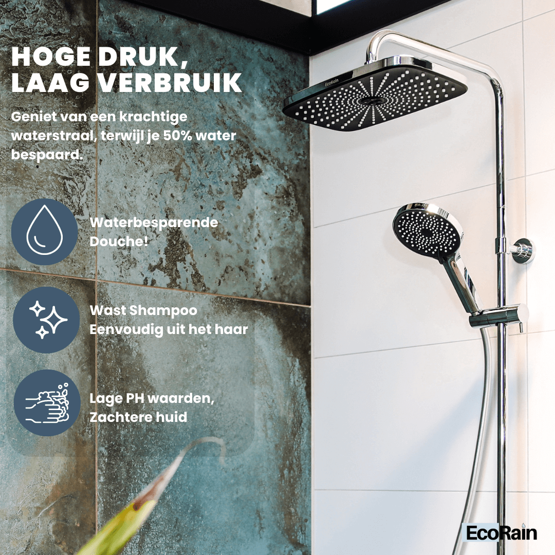 doucheset met hoge druk en laag verbruik