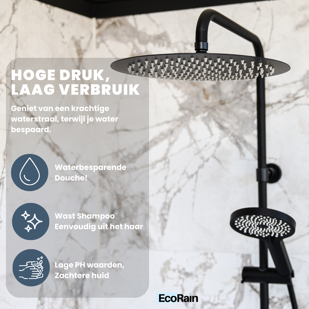 Ronde Hoofddouche met douchearm Tyler 30 cm - Zwart