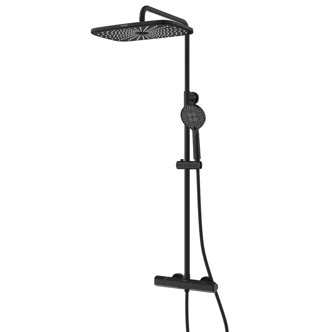 Regendoucheset Melvin 30 CM met Thermostaatkraan - Zwart